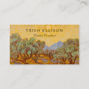Van Gogh Olive Trees Yellow Sun Sky Business Card