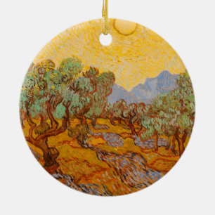 Van Gogh Olive Trees Yellow Sun Sky Ceramic Tree Decoration