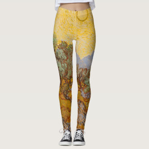 Van Gogh Olive Trees Yellow Sun Sky Leggings
