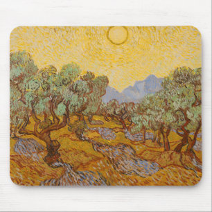 Van Gogh Olive Trees Yellow Sun Sky Mouse Mat