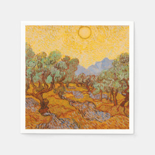 Van Gogh Olive Trees Yellow Sun Sky Napkin