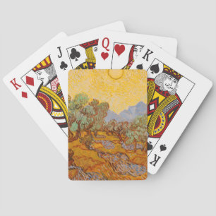 Van Gogh Olive Trees Yellow Sun Sky Playing Cards