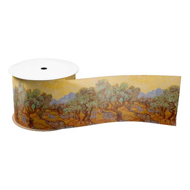 Van Gogh Olive Trees Yellow Sun Sky Satin Ribbon (Spool)