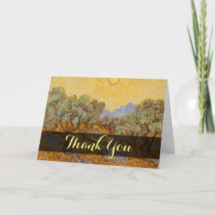 Van Gogh Olive Trees Yellow Sun Sky Thank You Card