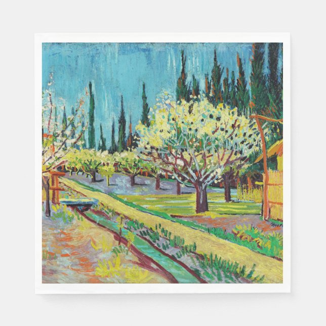 Van Gogh - Orchard Bordered by Cypresses Napkin (Front)