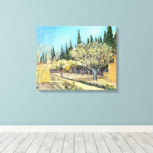 Van Gogh Orchard in Blossom, Bordered by Cypresses Canvas Print