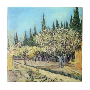 Van Gogh Orchard in Blossom, Bordered by Cypresses Tile