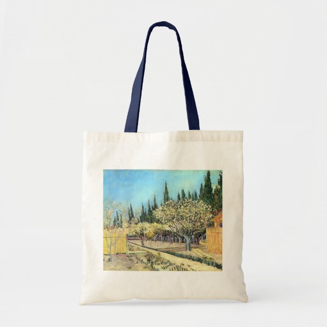 Van Gogh Orchard in Blossom, Bordered by Cypresses Tote Bag (Front)