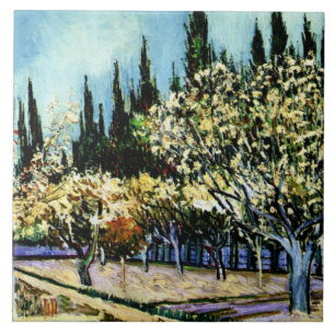 Van Gogh - Orchard Surrounded by Cypresses Tile