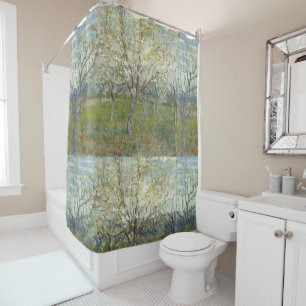 Van Gogh Orchard with Blooming Apricot Trees Shower Curtain