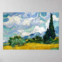 Van Gogh Painting Art Vintage Wheat Field Cypresse