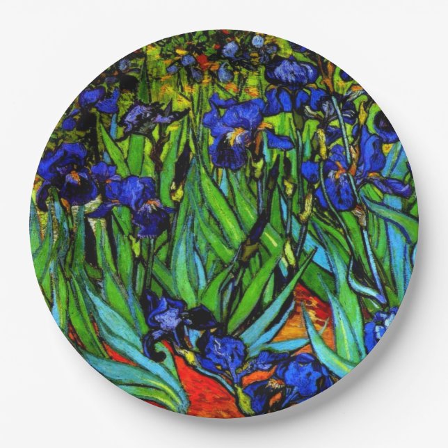 Van Gogh painting, Irises, Paper Plate (Front)