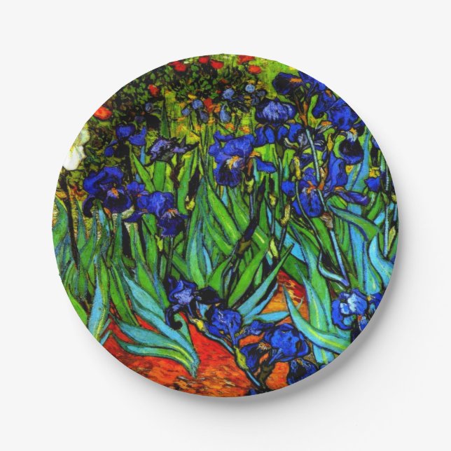 Van Gogh painting, Irises, Paper Plate (Front)