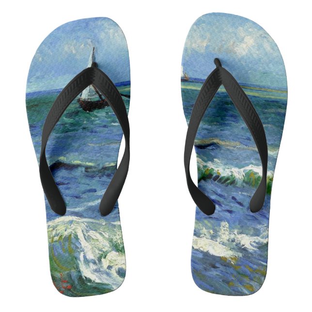 Van Gogh painting, Seascape, Flip Flops (Footbed)