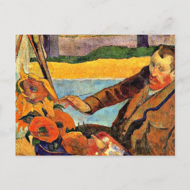 Van Gogh Painting Sunflowers, artwork by Gauguin Postcard (Front)
