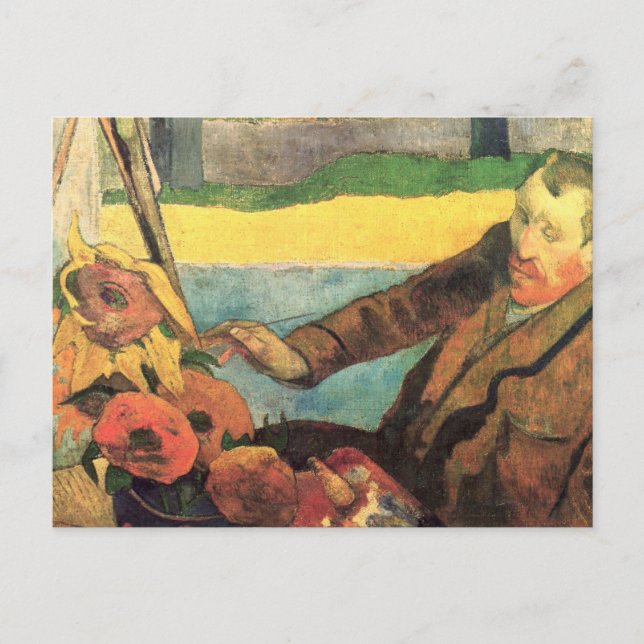 Van Gogh Painting Sunflowers - Paul Gauguin Postcard (Front)