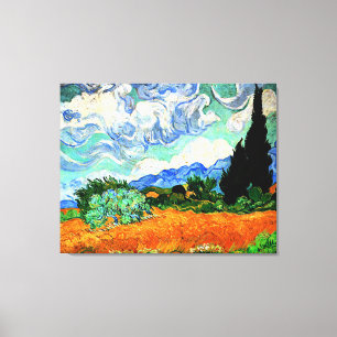 Van Gogh painting, Wheatfield with Cypress Tree   Canvas Print
