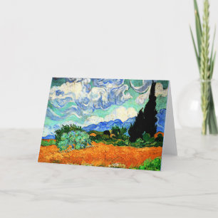 Van Gogh painting, Wheatfield with Cypress Tree Card