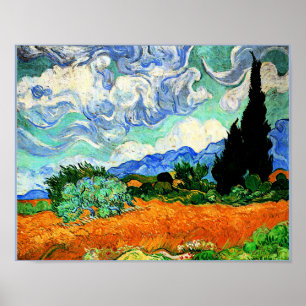 Van Gogh painting, Wheatfield with Cypress Tree  Poster