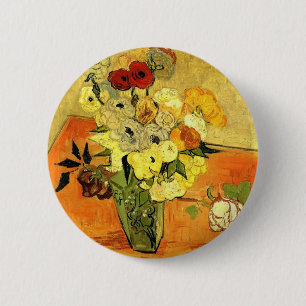 Van Gogh Painting Whimsical Blossoms Flowers Vines 6 Cm Round Badge