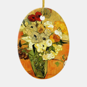 Van Gogh Painting Whimsical Blossoms Flowers Vines Ceramic Tree Decoration