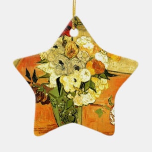 Van Gogh Painting Whimsical Blossoms Flowers Vines Ceramic Tree Decoration