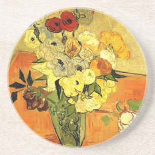 Van Gogh Painting Whimsical Blossoms Flowers Vines Coaster