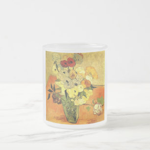 Van Gogh Painting Whimsical Blossoms Flowers Vines Frosted Glass Coffee Mug