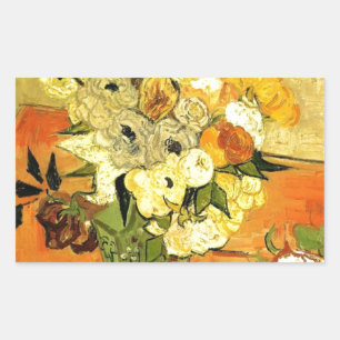 Van Gogh Painting Whimsical Blossoms Flowers Vines Rectangular Sticker