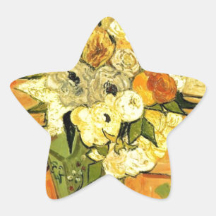 Van Gogh Painting Whimsical Blossoms Flowers Vines Star Sticker