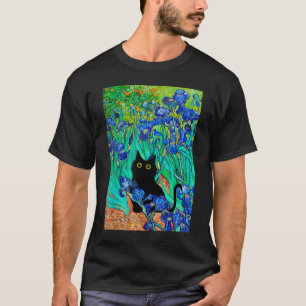 Van Gogh Paintings Irises Flowers Cat Les Iris Cat T-Shirt
