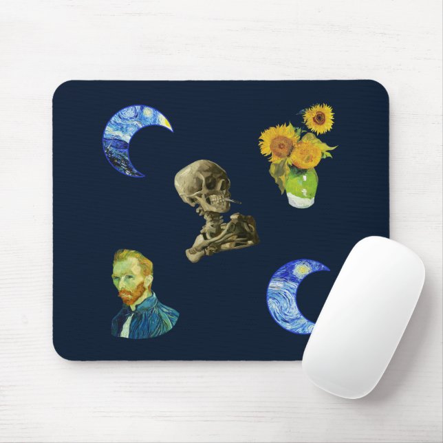 Van Gogh pattern Mouse Mat (With Mouse)
