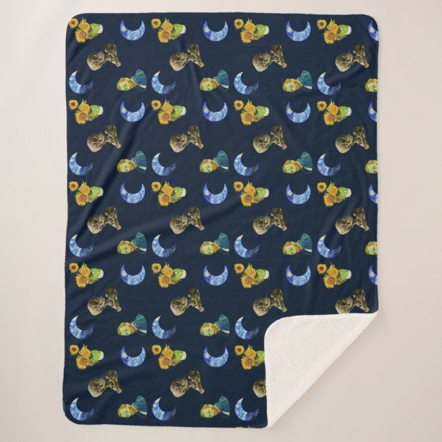 Van Gogh pattern Sherpa Blanket (Front)