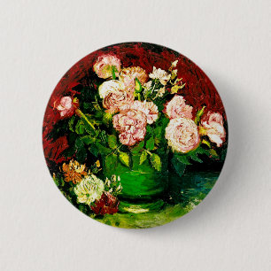 Van Gogh Peonies and Roses 6 Cm Round Badge