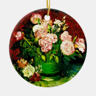 Van Gogh Peonies and Roses Ceramic Tree Decoration