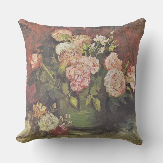 Van Gogh Peonies and Roses Floral Art GalleryHD Outdoor Cushion (Front)