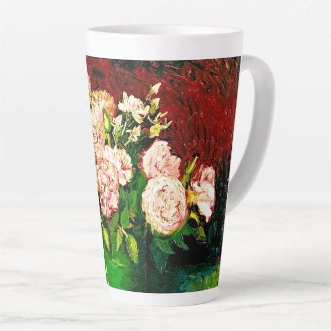 Van Gogh Peonies and Roses Latte Mug (Right Angle)