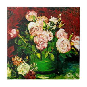Van Gogh Peonies and Roses Tile