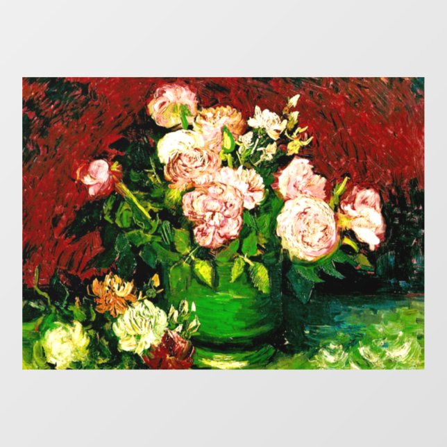 Van Gogh Peonies and Roses Window Cling (Sheet)