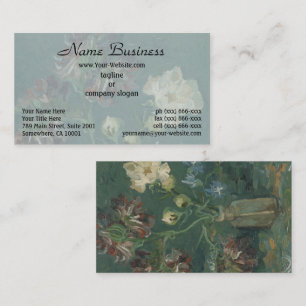 Van Gogh Peonies & Blue Delphiniums Art Business Card