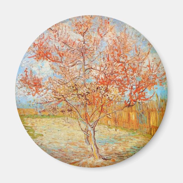 Van Gogh Pink Peach Tree in Blossom Magnet (Front)