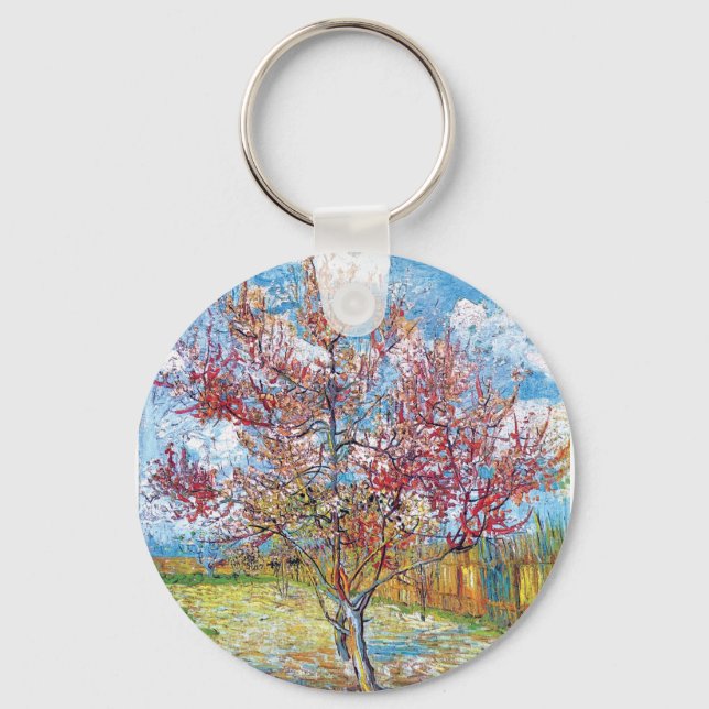 Van Gogh - Pink Peach Trees Key Ring (Front)