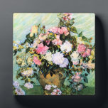 Van Gogh Pink Roses Plaque<br><div class="desc">Van Gogh Pink Roses plaque. Oil painting on canvas from 1890. Vincent Van Gogh painted a number of beautiful rose paintings, preferring pale pink blossoms above all others. Pink Roses Still Life is a pretty flower painting featuring light pink roses in a vase. One of Van Gogh’s most visually charming...</div>