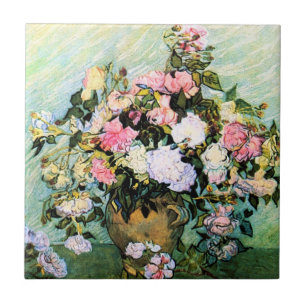 Van Gogh Pink Roses Tile