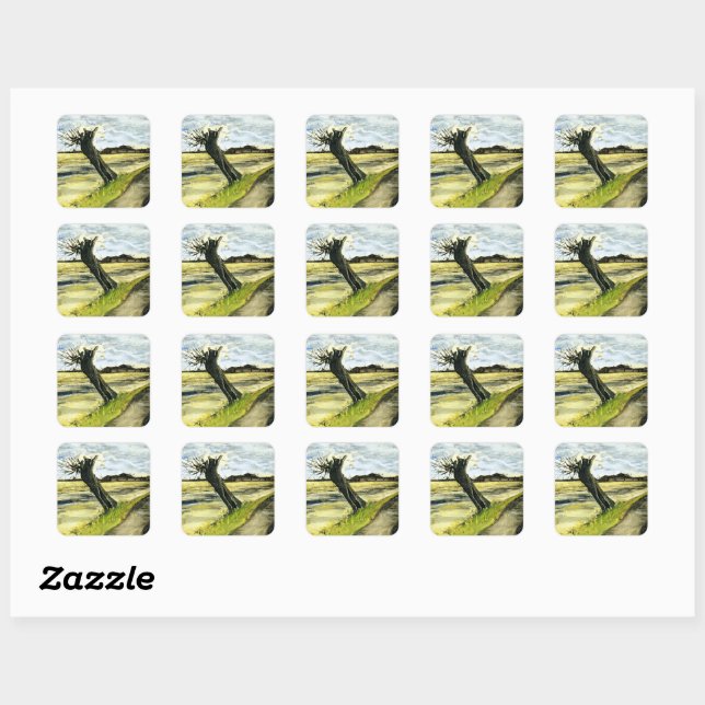 Van Gogh - Pollard Willow Square Sticker (Sheet)