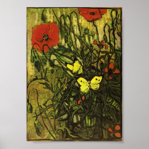 Van Gogh - Poppies and Butterflies Poster