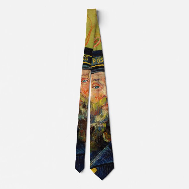 Van Gogh Postman. Portrait impressionism art Tie (Back)