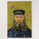 Van Gogh Postman Portrait Painting Old Antique Art Jigsaw Puzzle<br><div class="desc">Post-Impressionist Dutch Painter Van Gogh's Postman Portrait Painting in Yellow & Blue Tones</div>