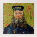 Van Gogh Postman Portrait Painting Old Antique Art Jigsaw Puzzle<br><div class="desc">Post-Impressionist Dutch Painter Van Gogh's Postman Portrait Painting in Yellow & Blue Tones</div>