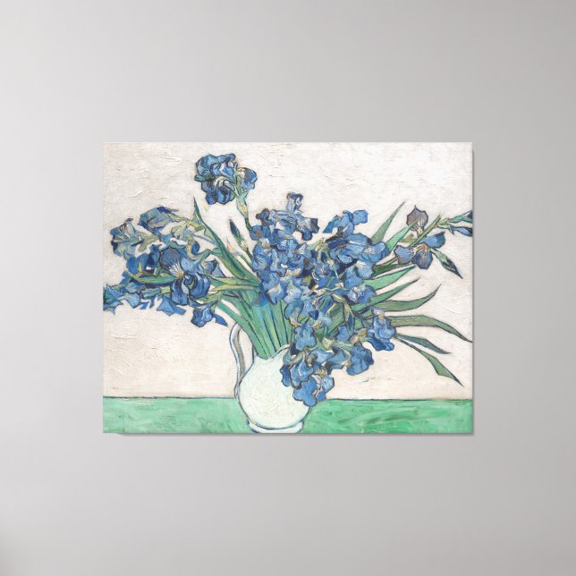 Van Gogh Purple Irises Vase Floral Painting Canvas Print (Front)